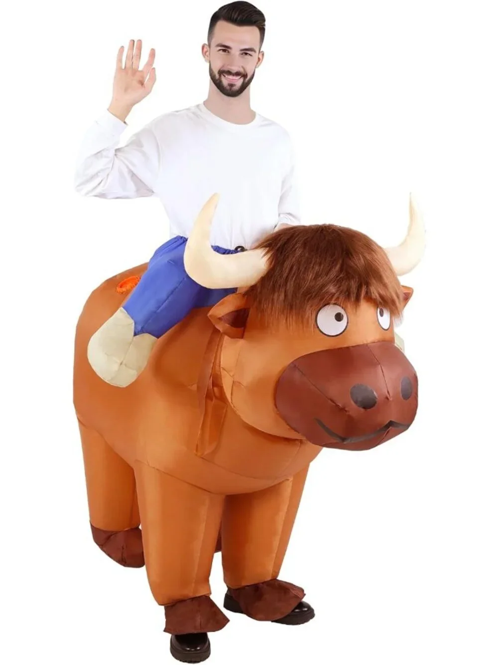 Inflatable Highland Cow Costume for Adults - Fun Halloween Blow-Up Outfit